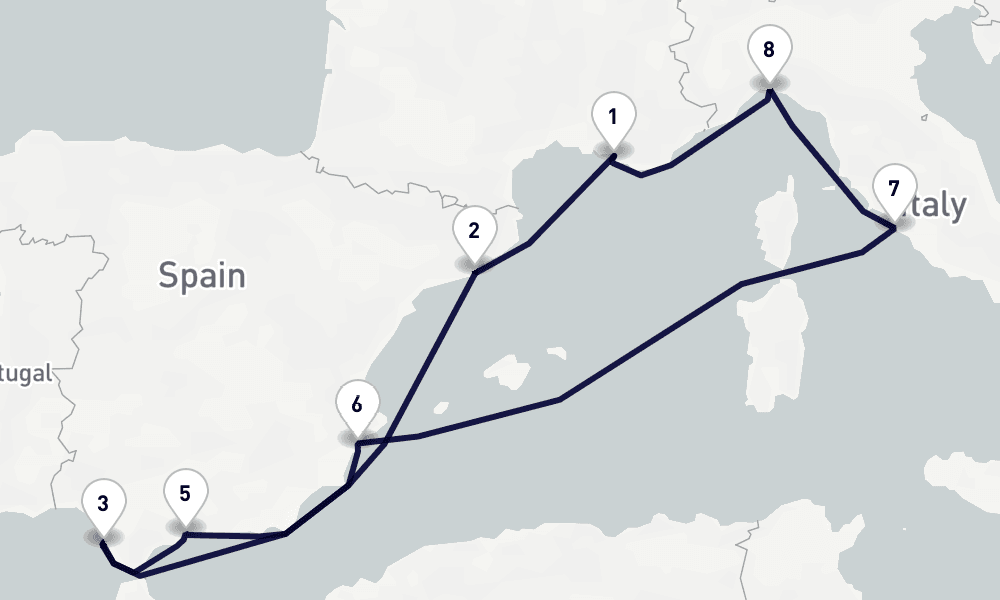 10 days, round-trip Mediterranean 11日間