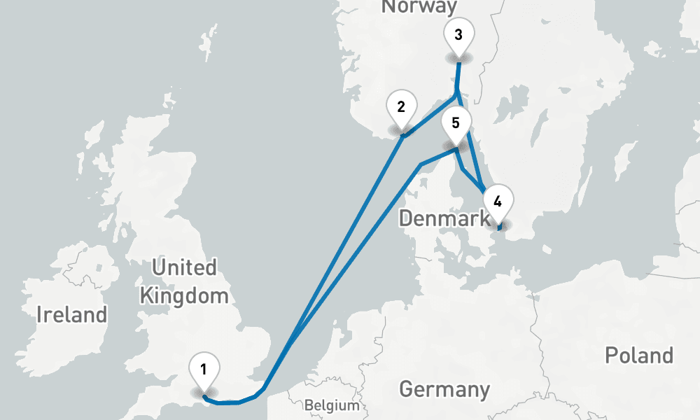 7 days, round-trip Scandinavia 8日間