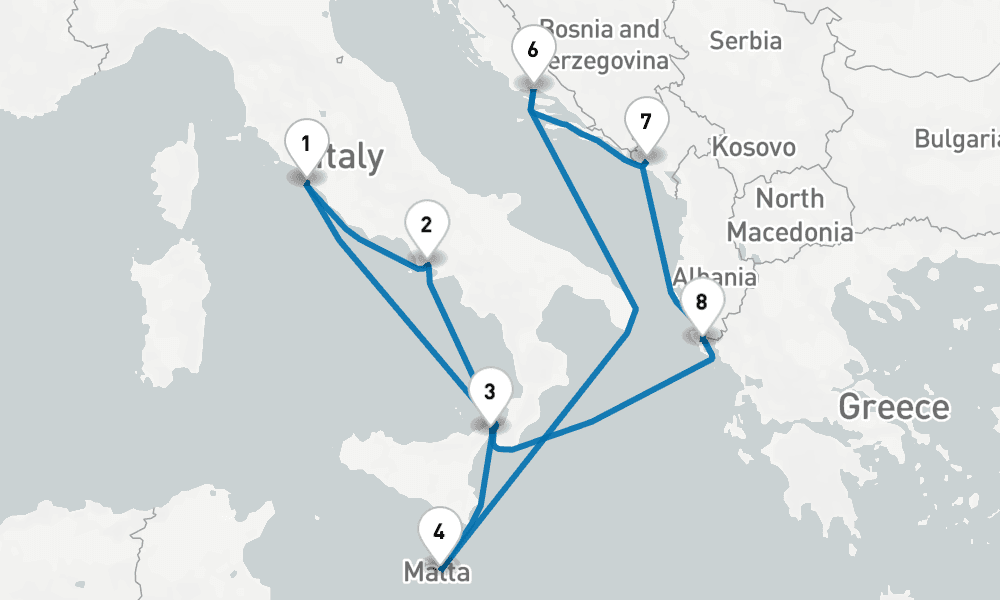 10 days, round-trip Mediterranean with Italy Croatia 11日間