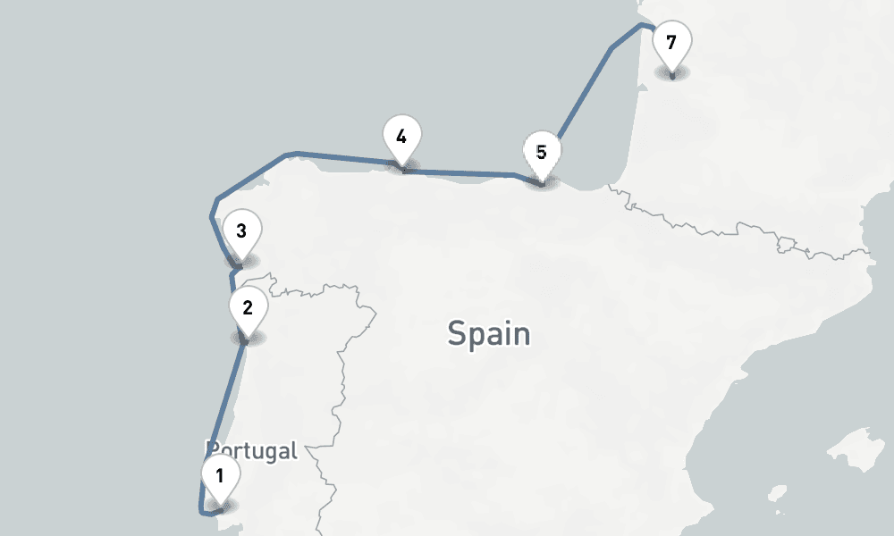 8 nights / 9 days, one-way from Lisbon to Bordeaux