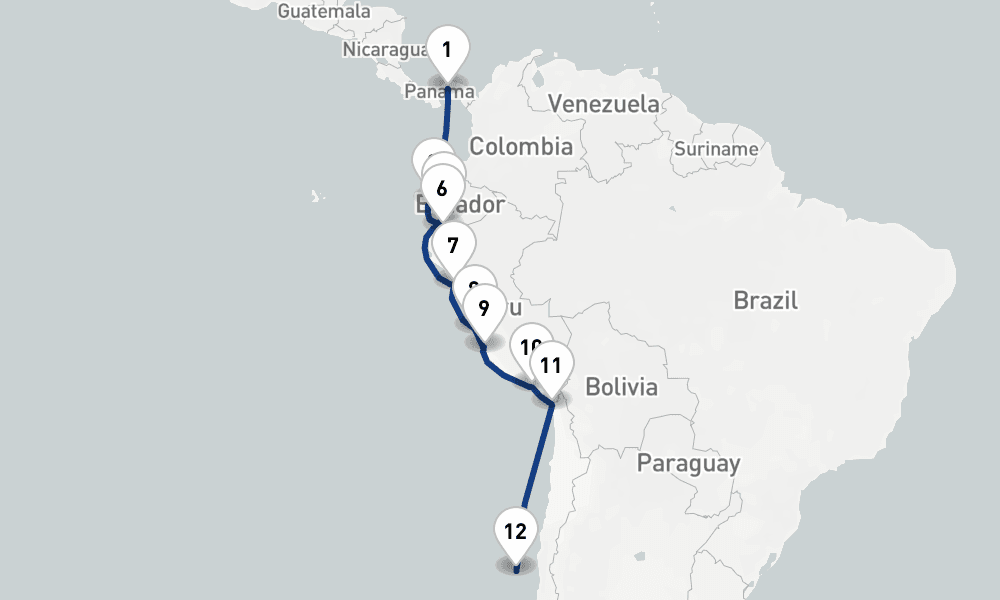 18 days, one-way from Panama City to San Antonio 19日間