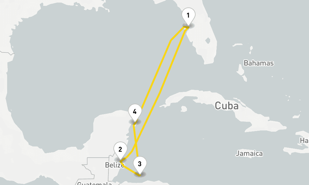 6 days, round-trip Mexico Western Caribbean 7日間