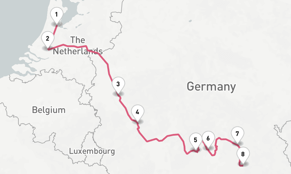 7 days, one-way from Amsterdam to Bamberg 8日間