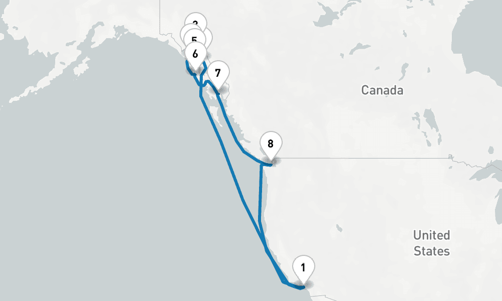 16 days, round-trip Inside Passage with Glacier Bay National Park 17日間