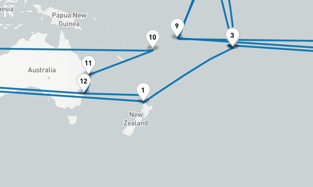 31 days, one-way from Auckland to Sydney 32日間