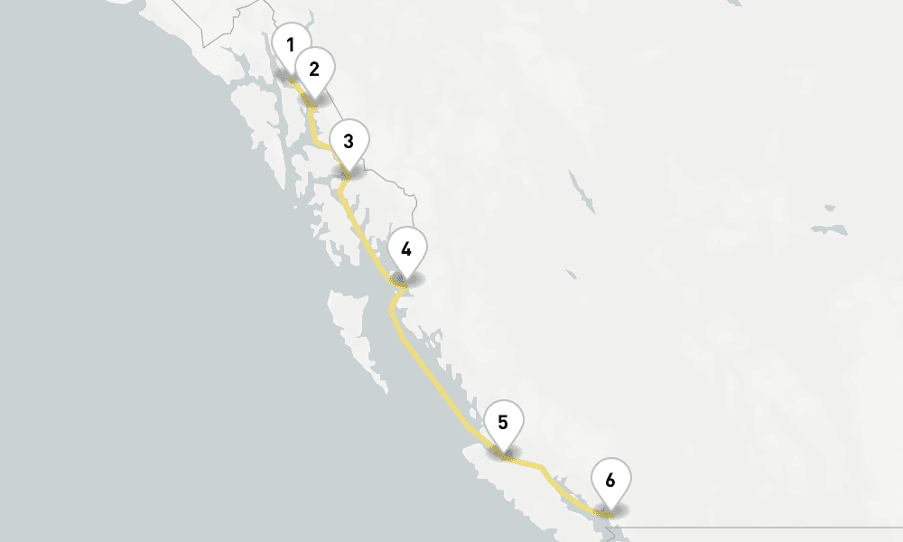 7 days, one-way from Juneau to Vancouver 8日間