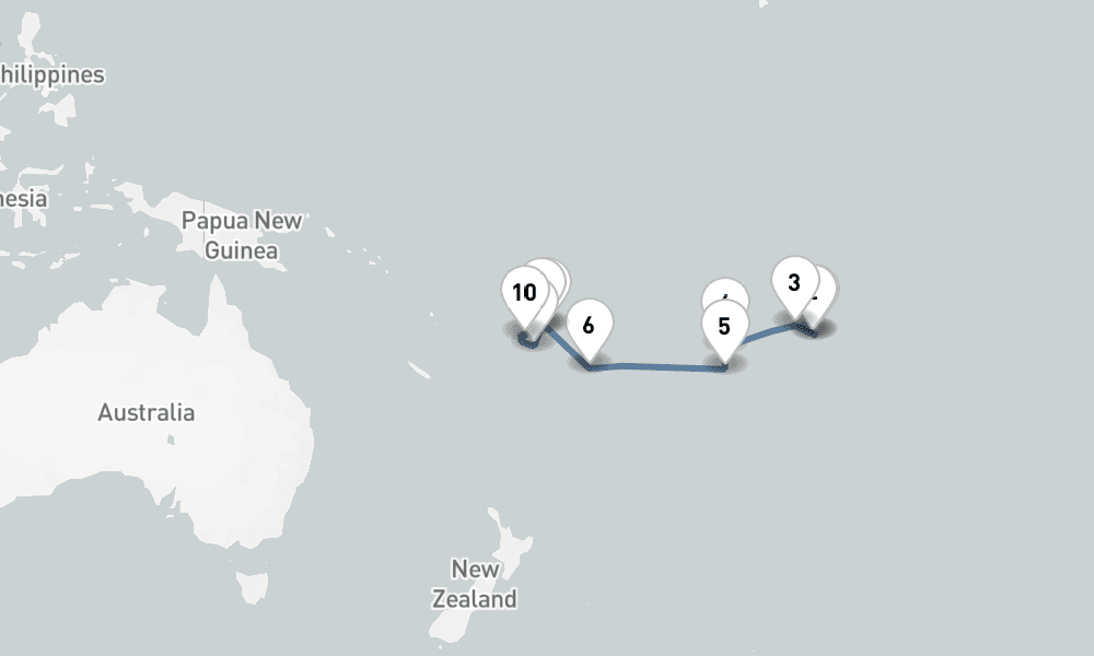 15 days, one-way from Papeete to Lautoka 16日間