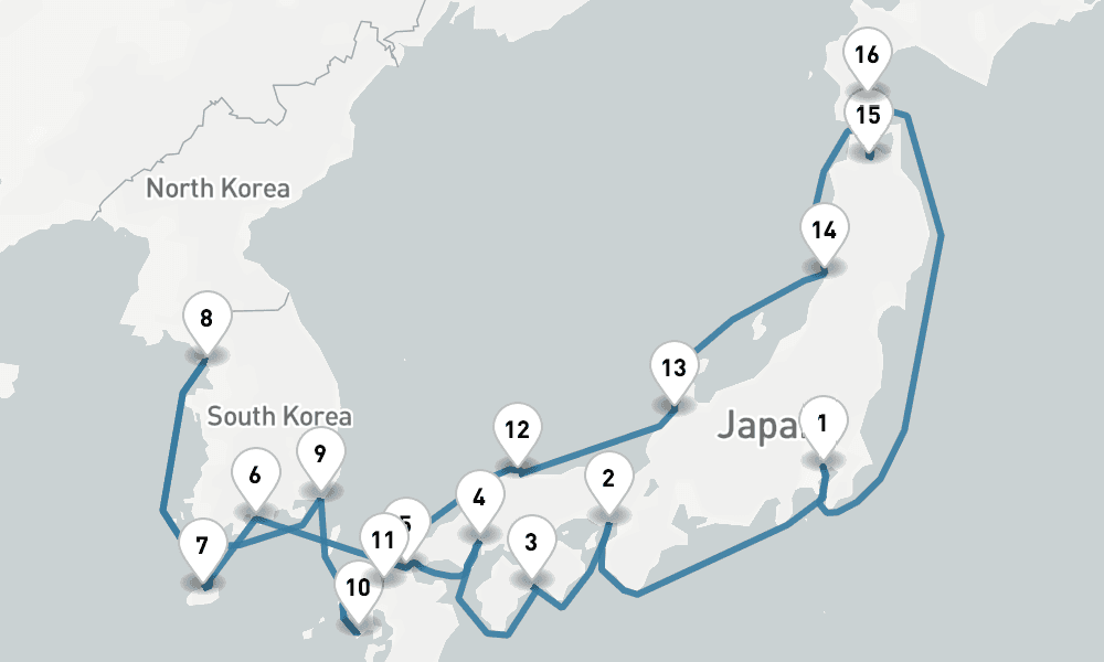 21 days, round-trip Asia - Tokyo To Tokyo 22日間