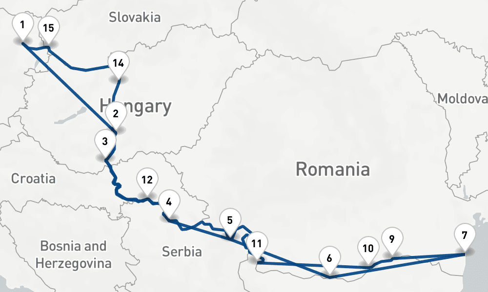 14 days, round-trip Danube 15日間