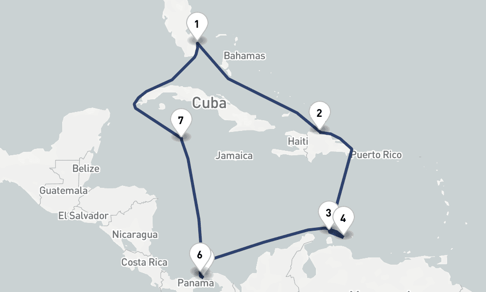 11 days, round-trip Panama Canal Southern Caribbean 12日間
