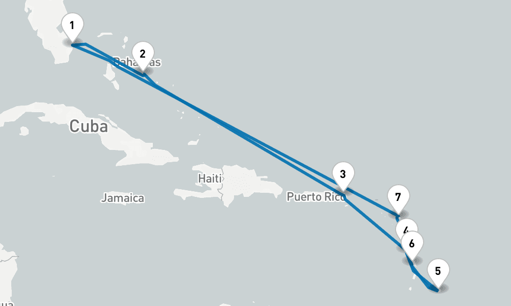 10 days, round-trip Southern Caribbean with Martinique 11日間