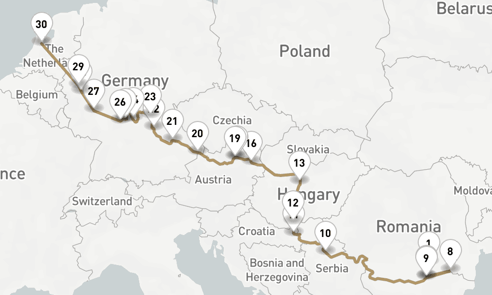26 days, one-way from Bucharest to Amsterdam 27日間