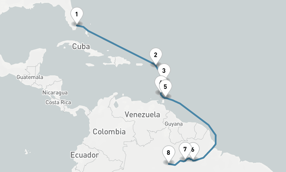 12 days, one-way from Fort Lauderdale to Manaus 13日間