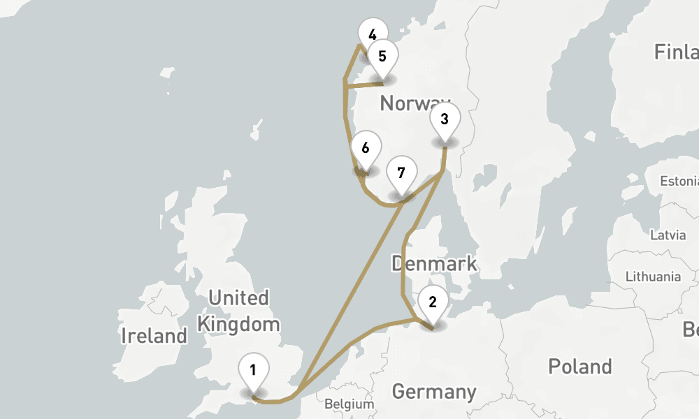 12 days, round-trip Norwegian Fjords 13日間
