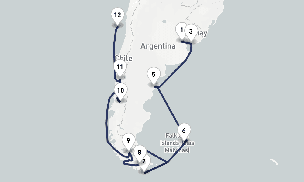22 days, one-way from Buenos Aires to San Antonio 23日間