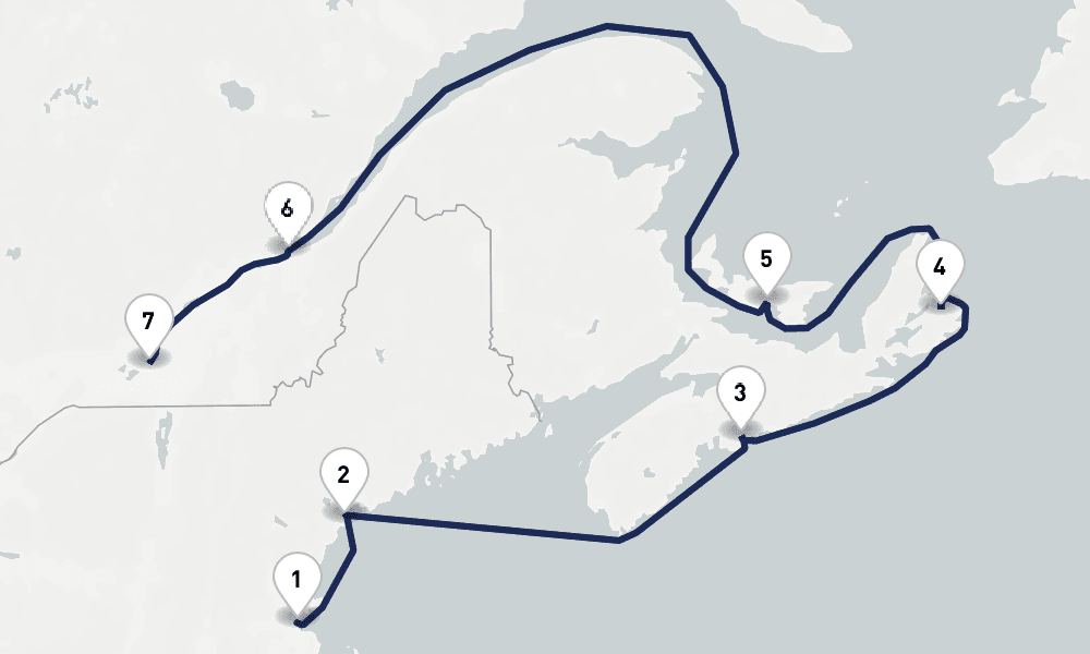 14 days, round-trip Canada New England Maritimes Montreal Collectors 15日間