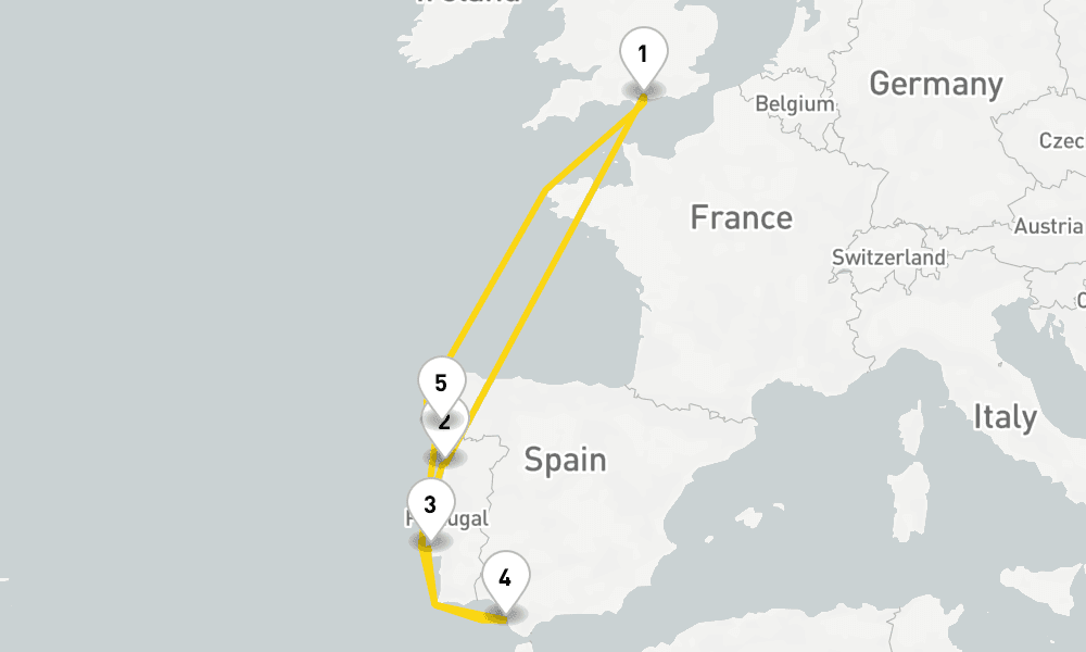 10 days, round-trip Springtime Sunshine In Portugal Spain 11日間