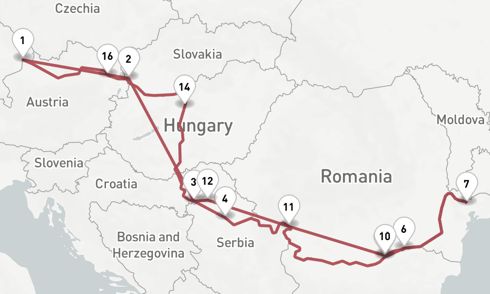 18 days, round-trip Danube 19日間