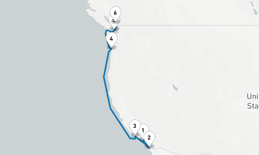 7 days, one-way from Los Angeles to Vancouver 8日間