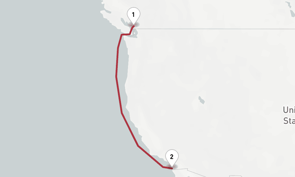 4 days, one-way from Vancouver to San Diego 5日間