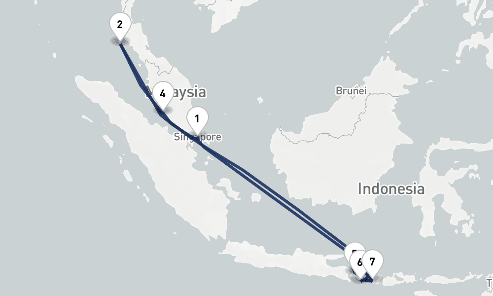 13 days, round-trip Bali, Thailand Malaysia 14日間