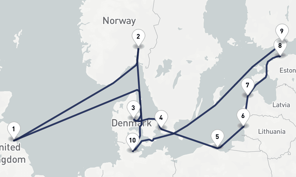 13 days, round-trip Nine Nations of Northern Europe 14日間