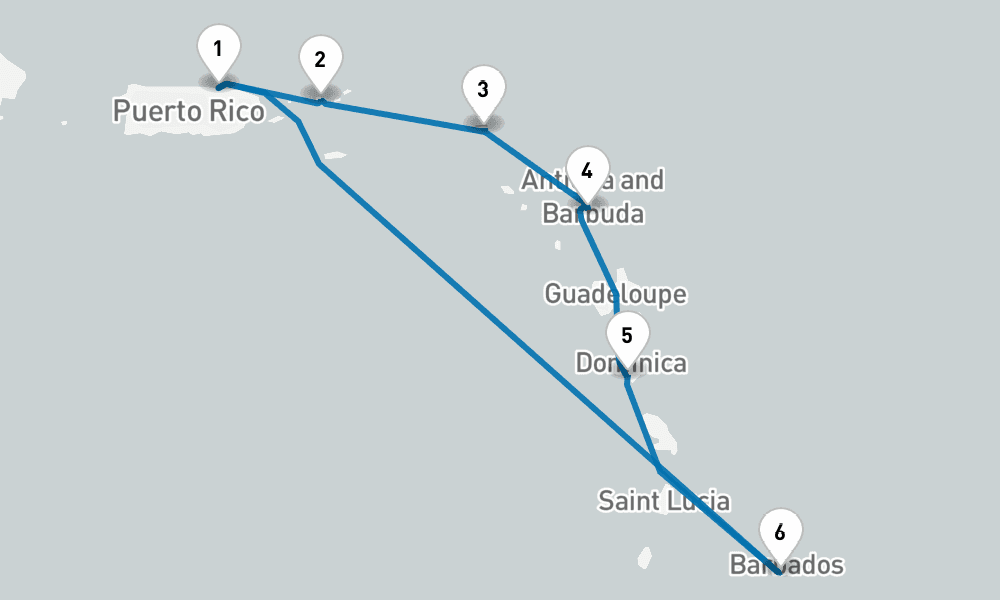 7 days, round-trip Southern Caribbean with Barbados and Antigua 8日間