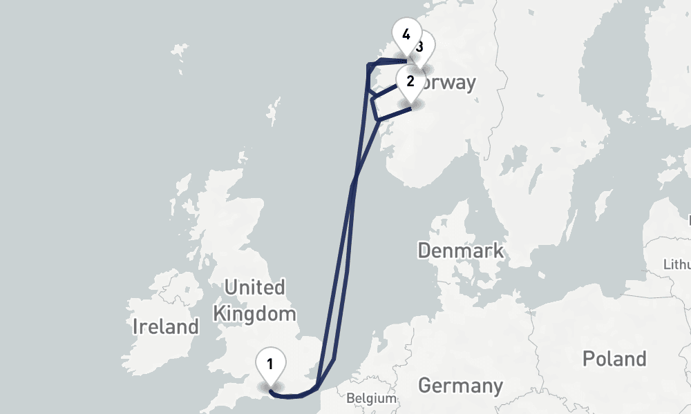 8 days, round-trip Springtime Falls Fjords of Norway 9日間