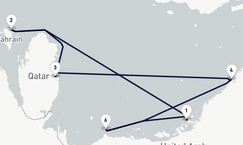 7 days, round-trip Dubai Middle East 8日間
