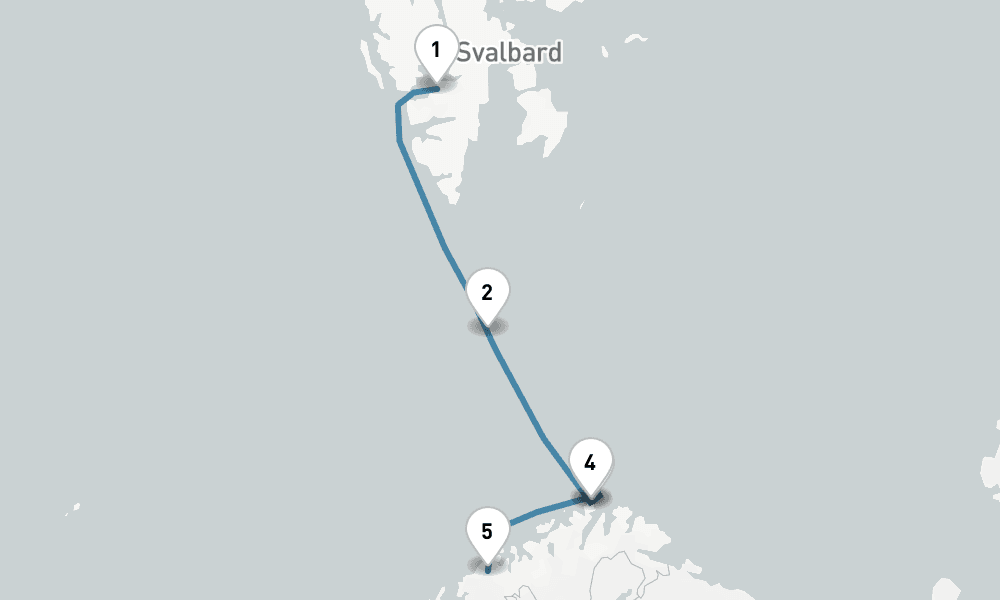 9 days, one-way from Longyearbyen to Tromso 10日間