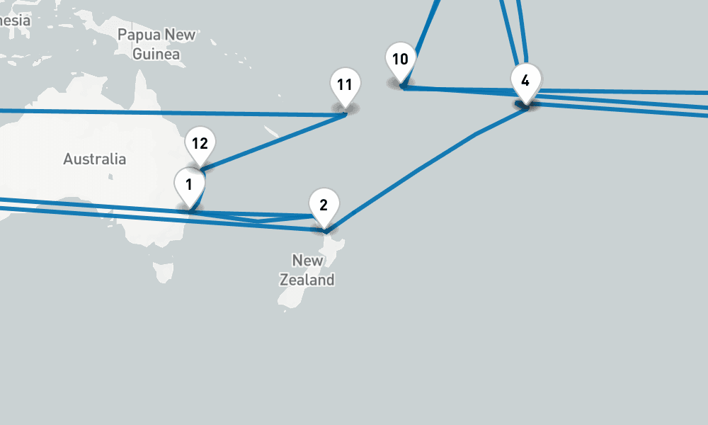 35 days, round-trip Tahiti, Hawaii South Pacific 36日間