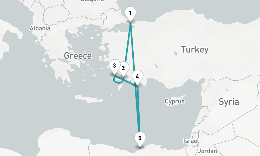 7 days, round-trip Istanbul, Turkey to Istanbul, Turkey 8日間