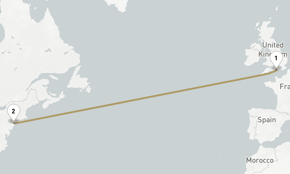 14 days, round-trip Roundtrip Transatlantic Crossing 15日間