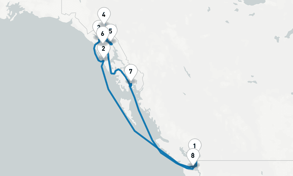 10 days, round-trip Inside Passage with Glacier Bay National Park 11日間