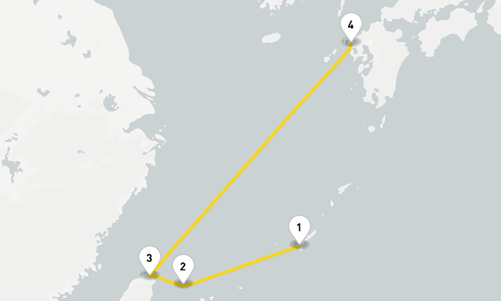 4 days, one-way from Naha to Sasebo 5日間