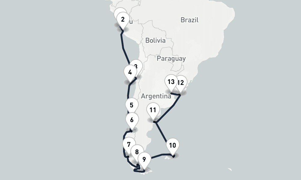 21 days, one-way from Callao-Lima to Buenos Aires 22日間
