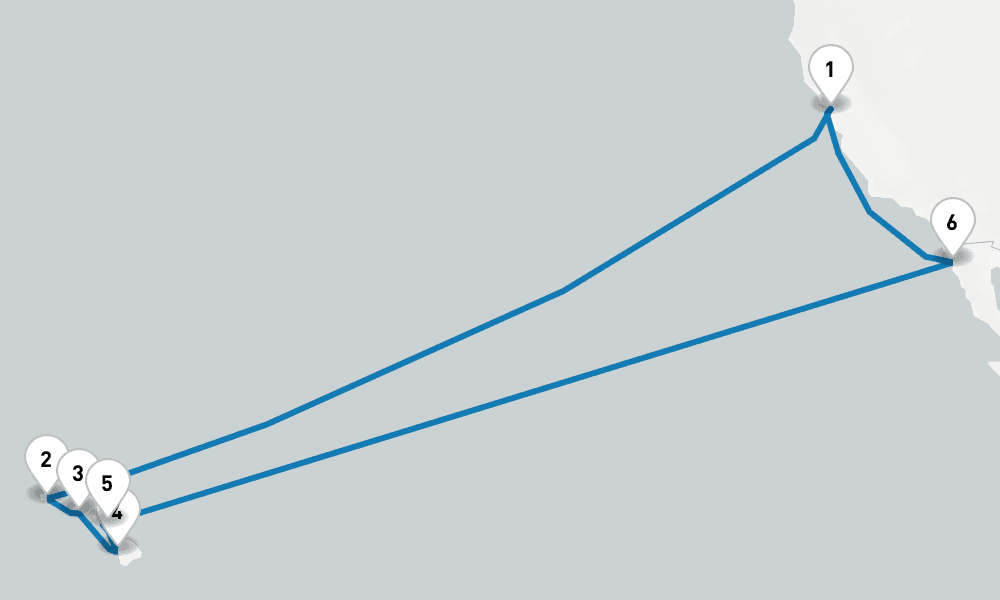 16 days, round-trip Hawaiian Islands 17日間