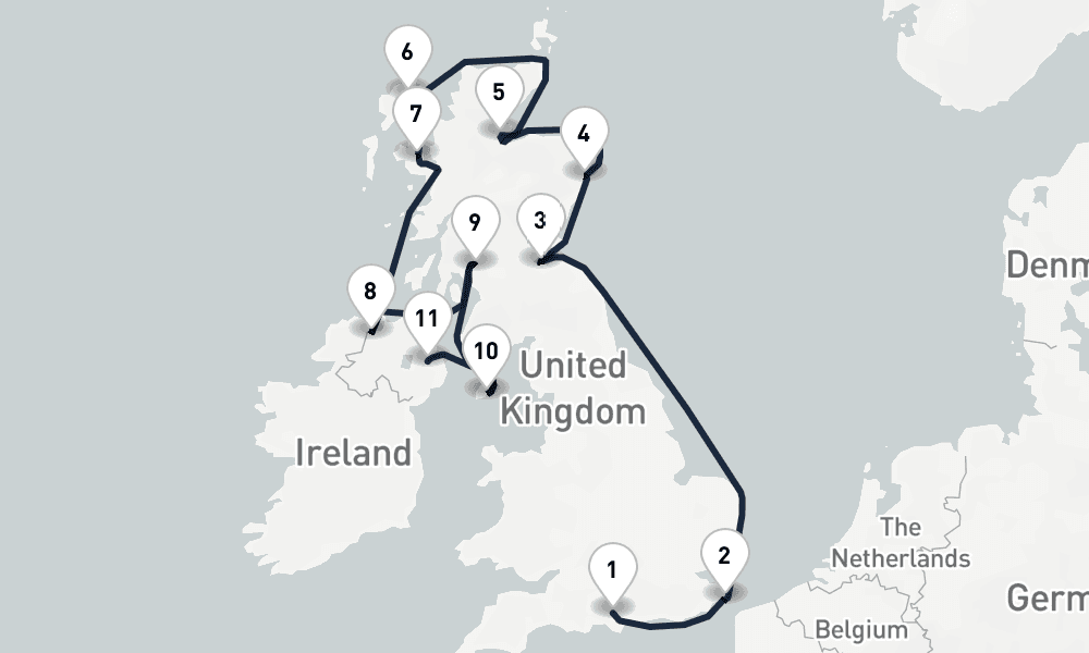 11 days, one-way from Southampton to Belfast 12日間