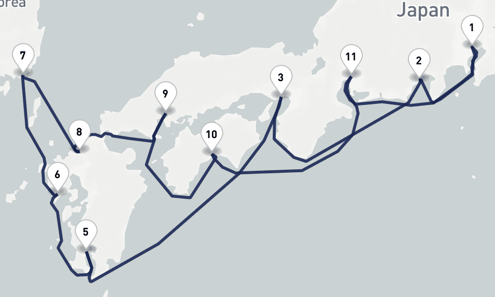 14 days, round-trip Southern Japan 15日間