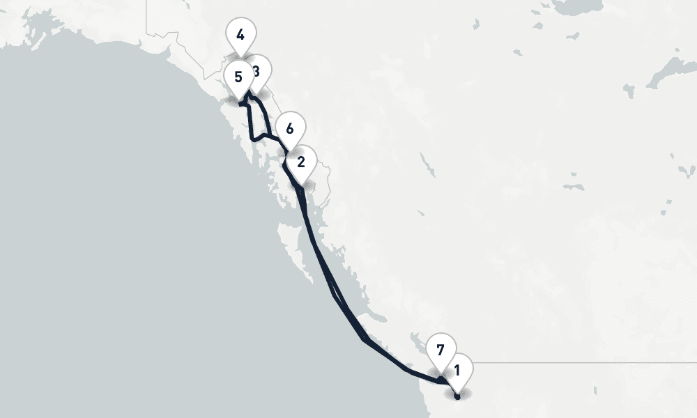 9 days, round-trip Majestic Vistas Wildlife Seattle to Seattle 10日間