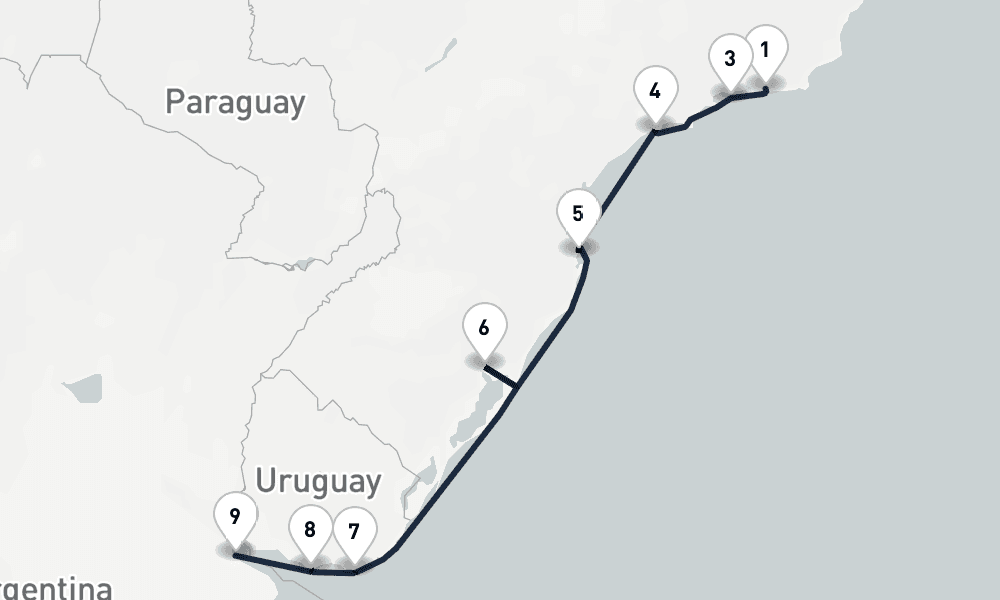 10 days, one-way from Rio de Janeiro to Buenos Aires 11日間