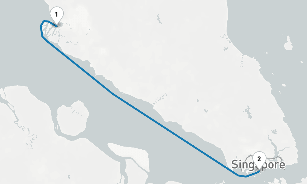 2 days, one-way from Klang to Singapore 3日間