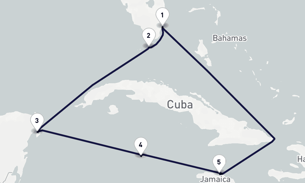 7 days, round-trip Western Caribbean Bahamas 8日間