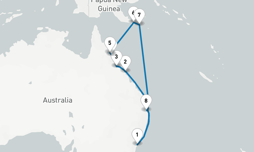 14 days, round-trip Papua New Guinea 15日間