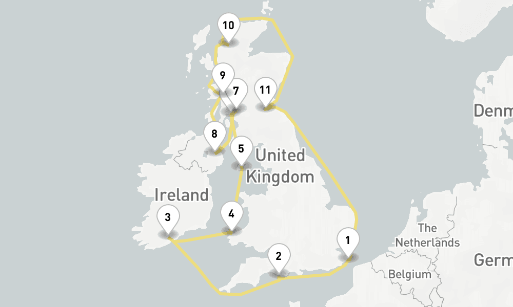 14 days, round-trip Jewels Of The British Isles 15日間