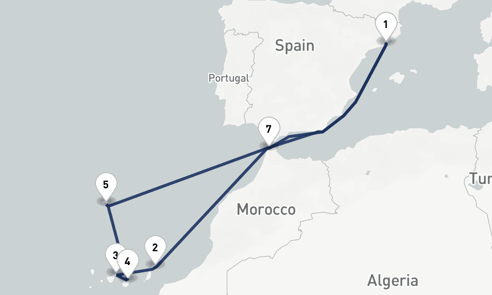 12 days, round-trip Madeira, Canaries Morocco 13日間