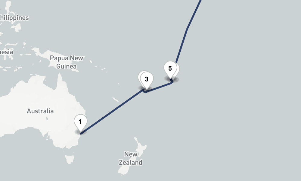 14 days, one-way from Sydney to Honolulu 15日間
