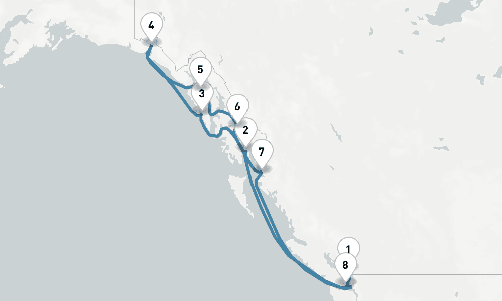 11 days, round-trip Alaska - Vancouver To Vancouver 12日間