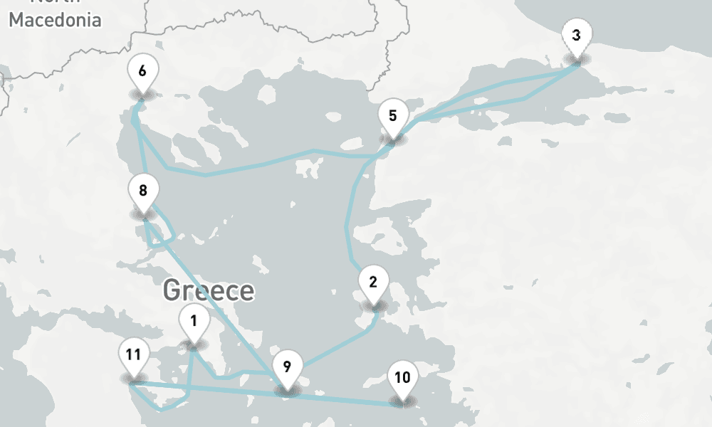 11 nights / 12 days, Piraeus (Athens, Greece) Round trip