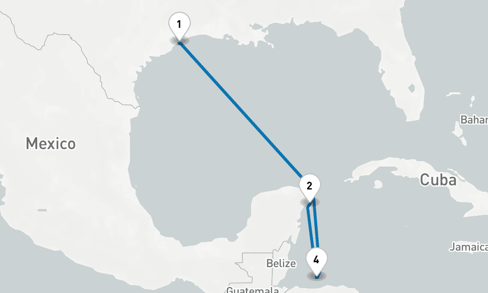 7 days, round-trip Western Caribbean with Mexico 8日間